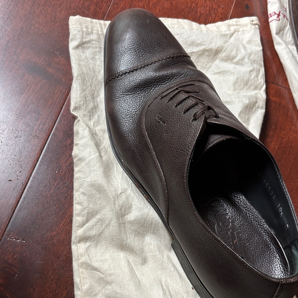 Salvatore Ferragamo Dark Brown Leather Oxfords